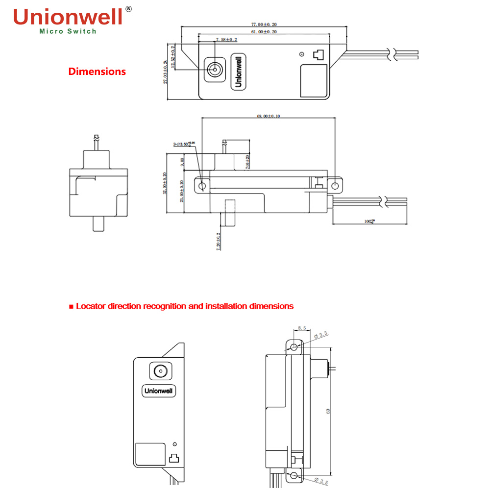 car electrical lock switch dimensions